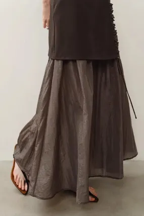 Flowy Maxi Skirt with Ruffle Trim Layer