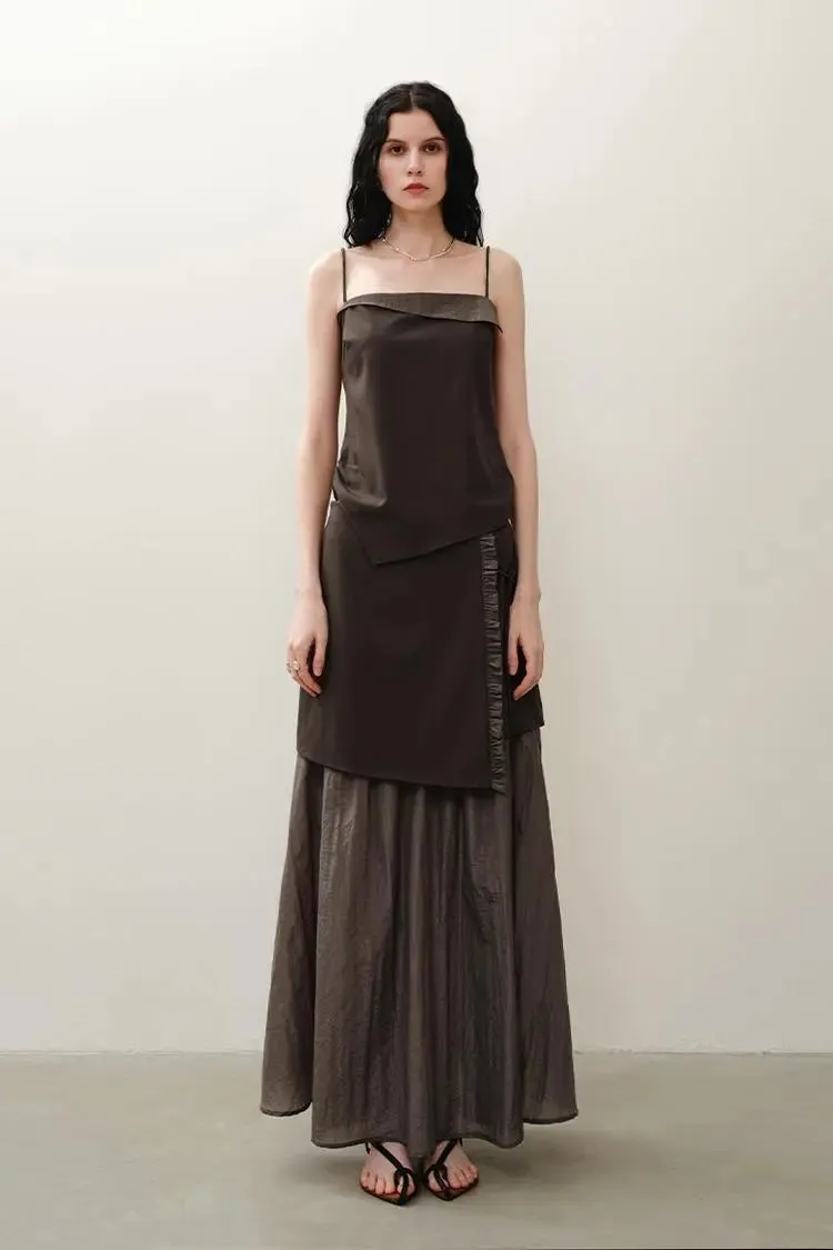 Flowy Maxi Skirt with Ruffle Trim Layer