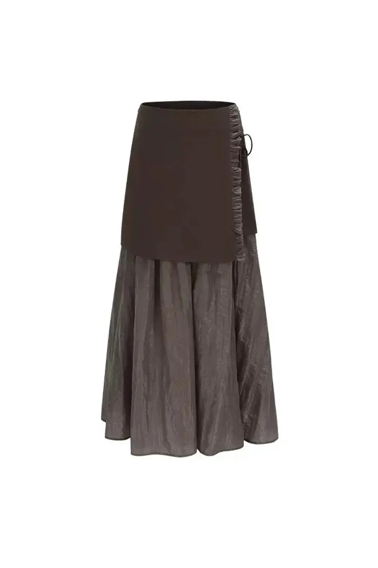 Flowy Maxi Skirt with Ruffle Trim Layer