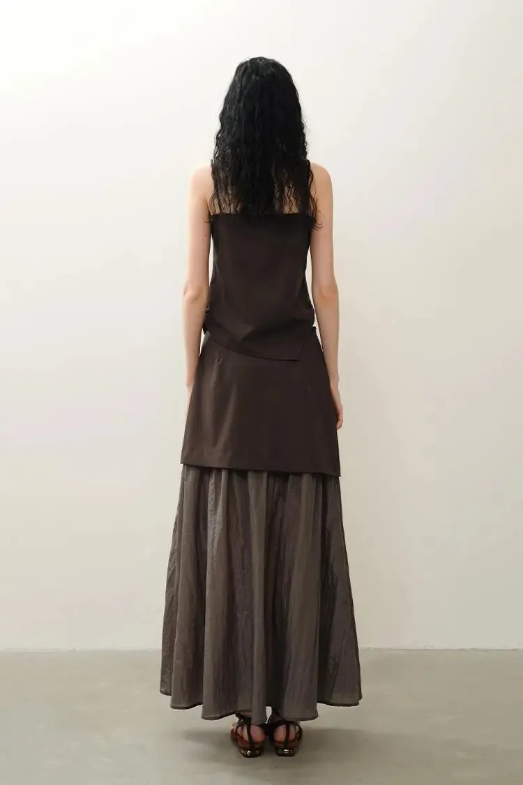Flowy Maxi Skirt with Ruffle Trim Layer