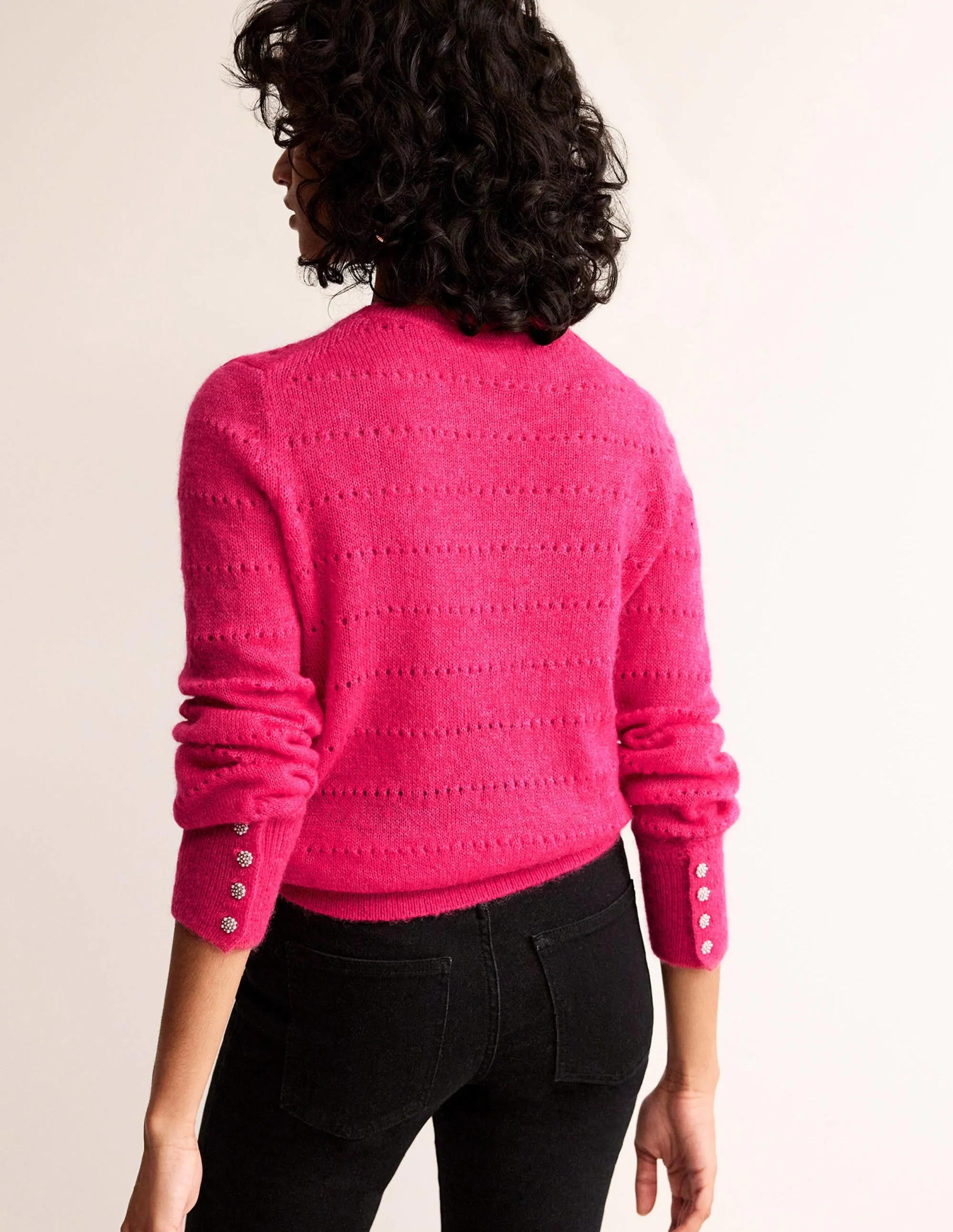 Fluffy Textured Jumper-Vibrant Pink