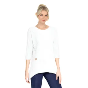Focus Lightweight Ribbed Pocket Tunic Top in White - CS-389-WHT