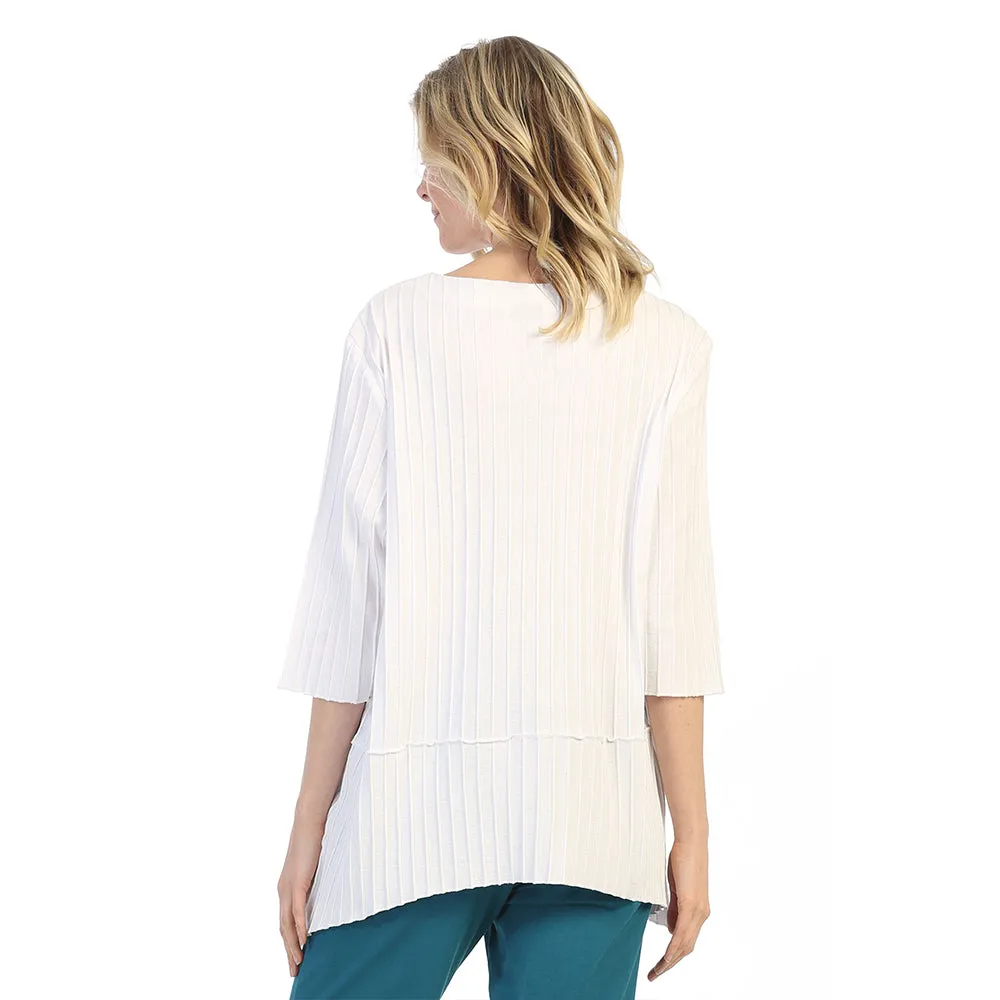 Focus Lightweight Ribbed Pocket Tunic Top in White - CS-389-WHT