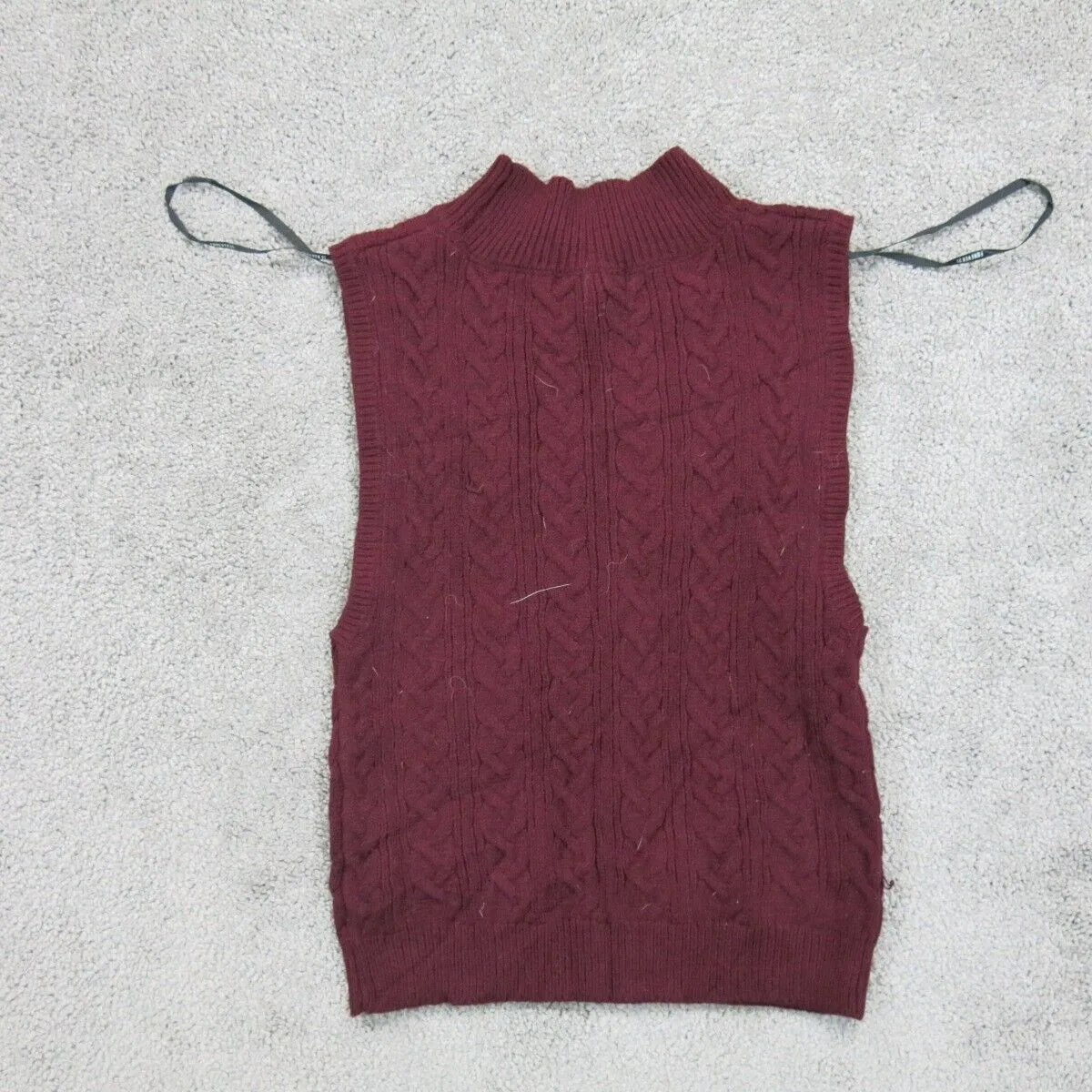 Forever 21 Womens Vest Sweater Sleeveless Knitted Mock Neck Maroon Size Small