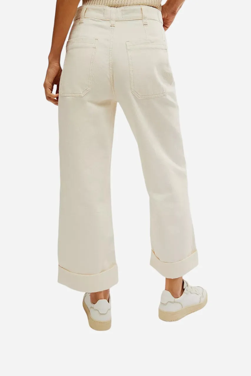 Free People Palmer Cuffed Jeans in Eggshell