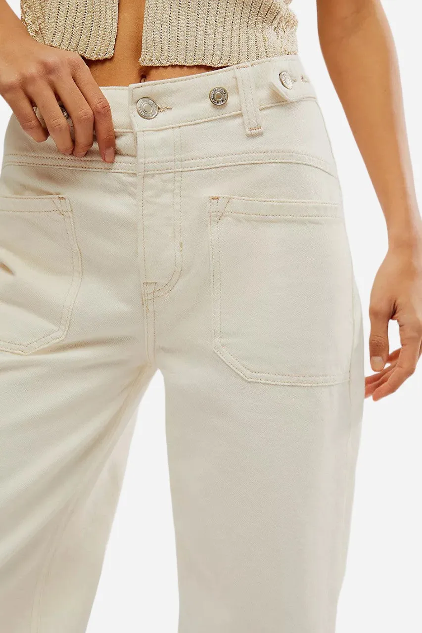 Free People Palmer Cuffed Jeans in Eggshell
