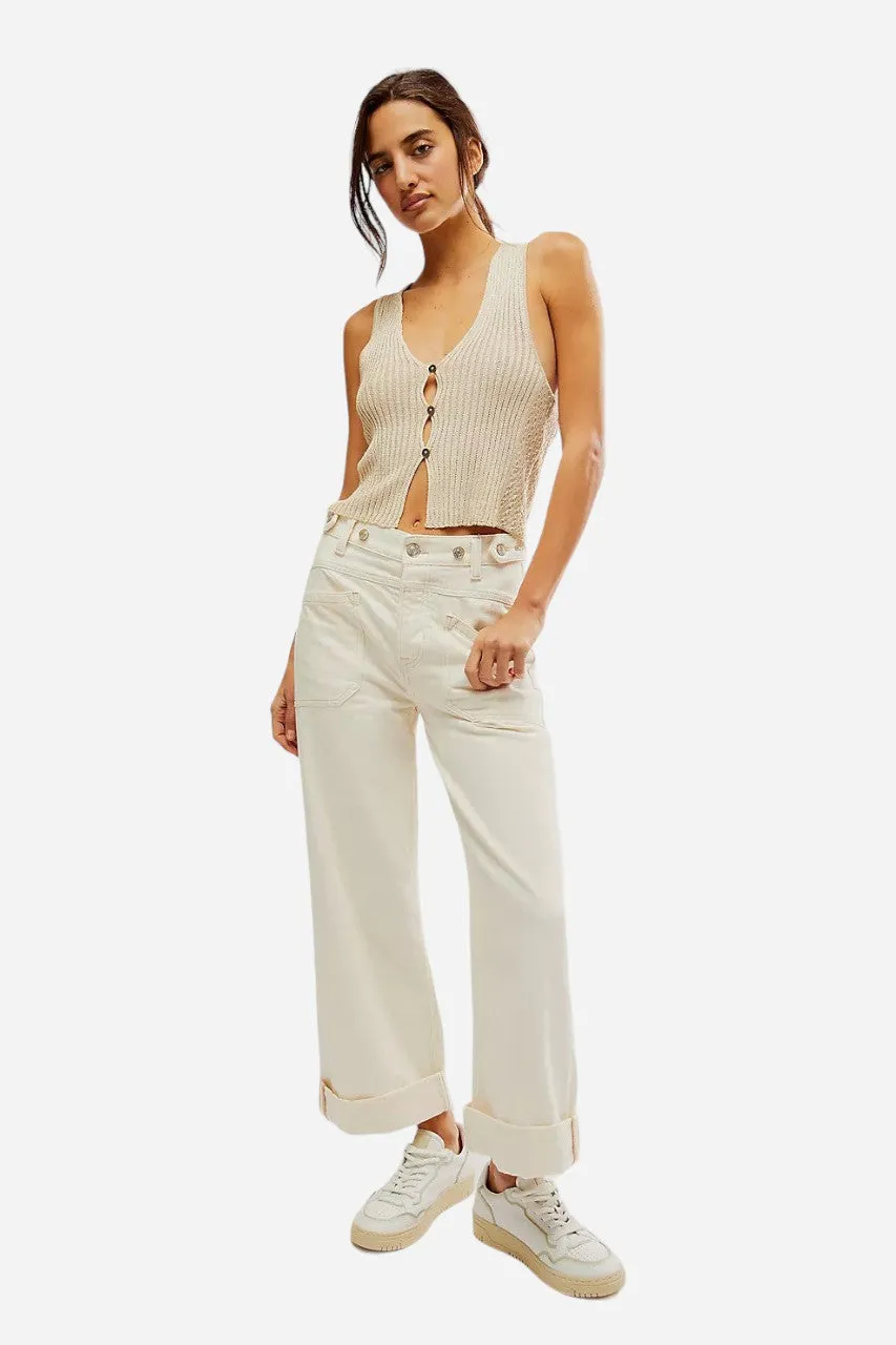 Free People Palmer Cuffed Jeans in Eggshell