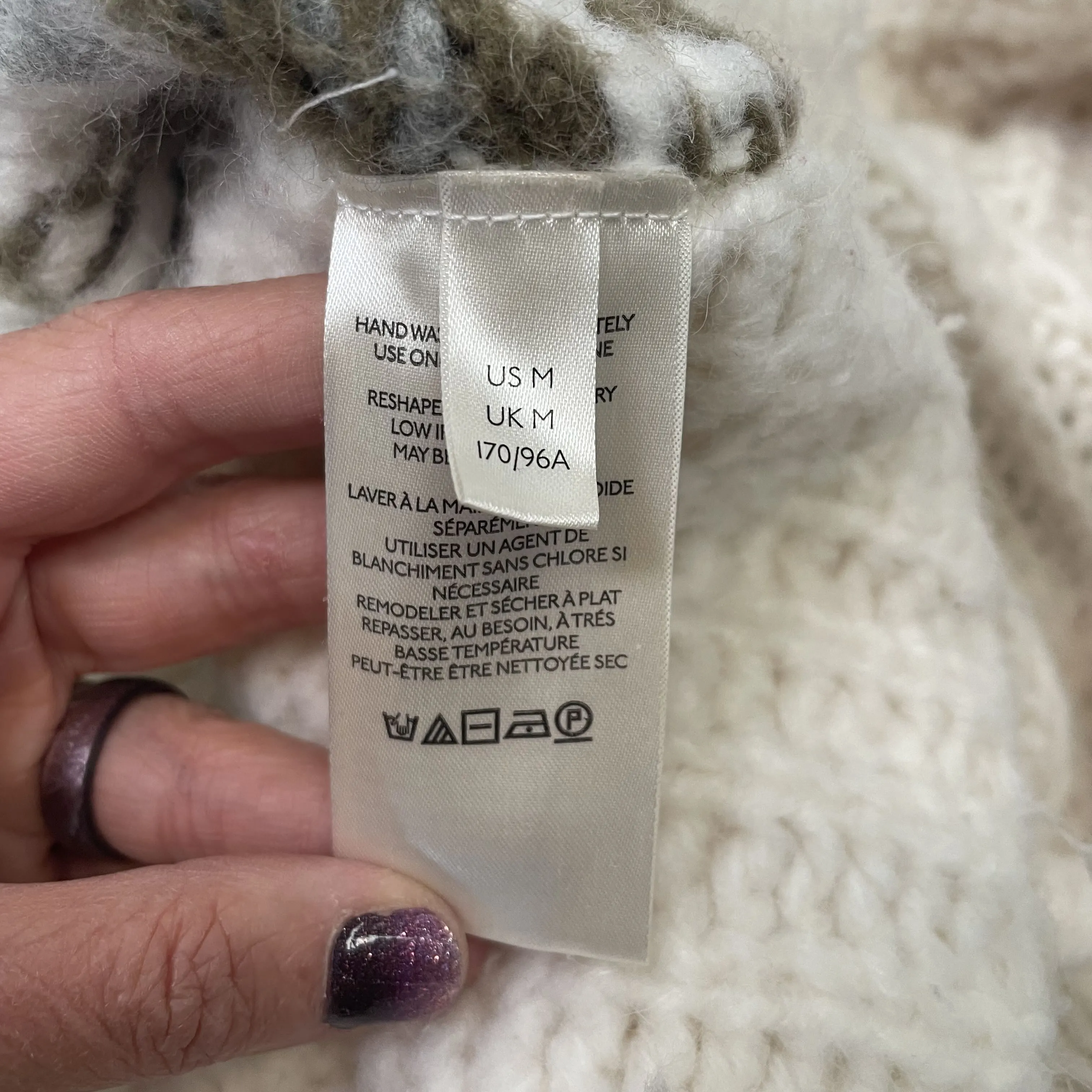 Free People | Women's Cream, Brown and Gray Wool and Alpaca Blend Nordic Print Mockneck Pullover Crop Sweater | Size: M