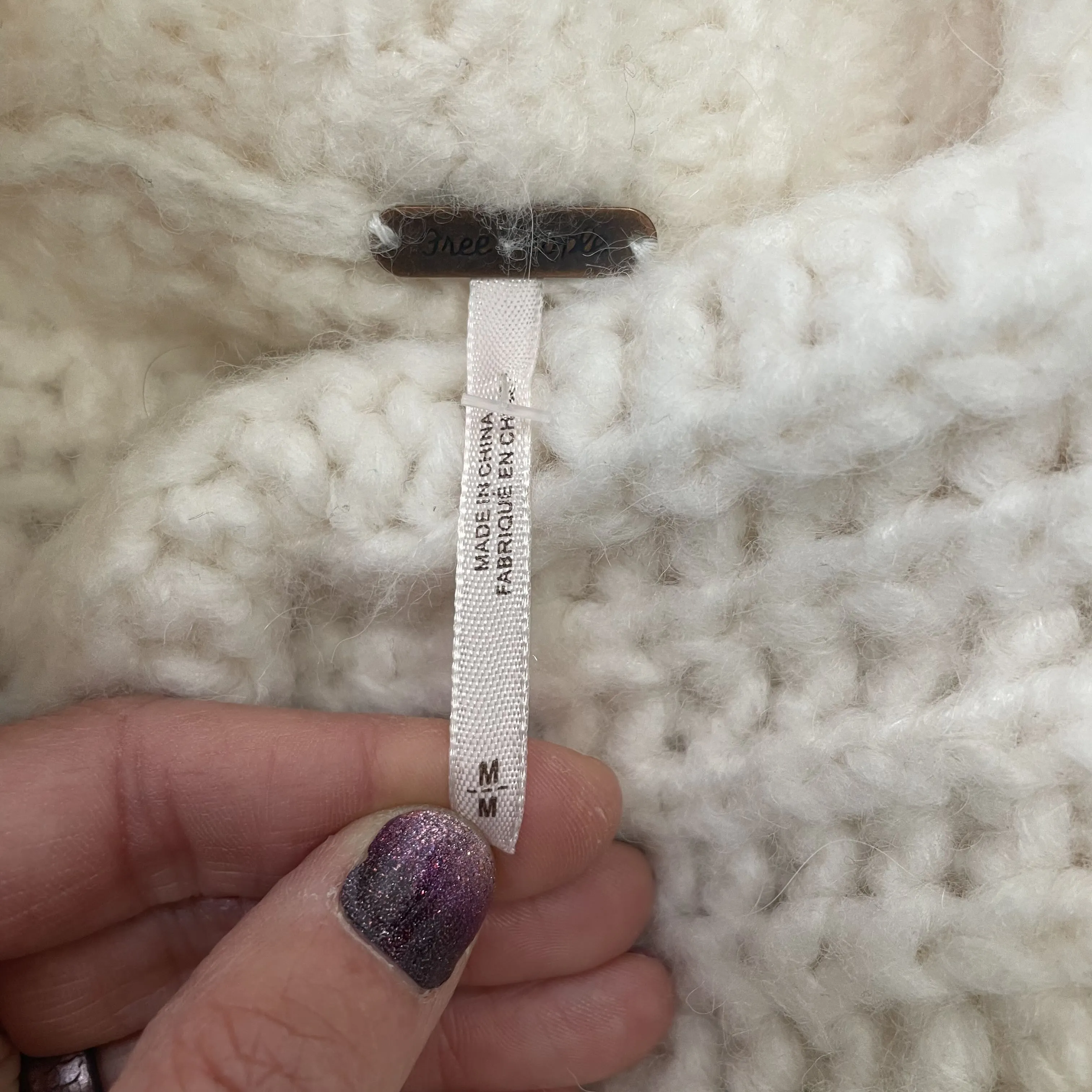 Free People | Women's Cream, Brown and Gray Wool and Alpaca Blend Nordic Print Mockneck Pullover Crop Sweater | Size: M