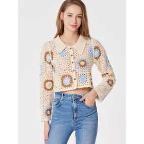 Geometric Flower Croptop Sweater