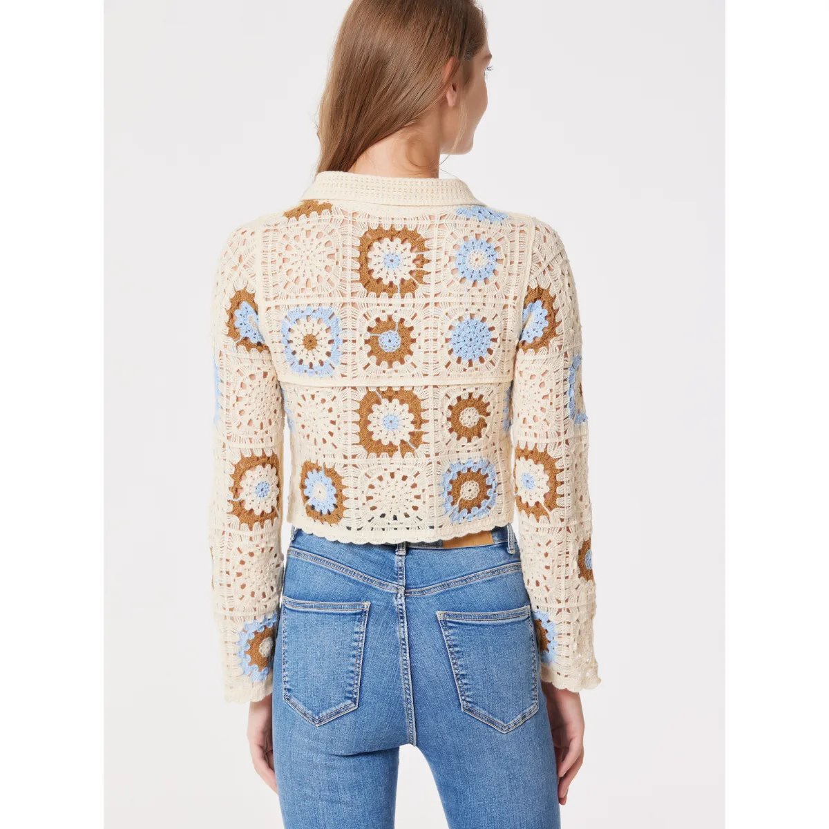 Geometric Flower Croptop Sweater
