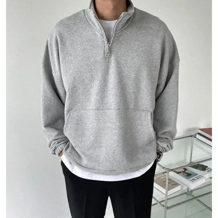 Gray Comfort 1/4 Zip Oversized Pullover