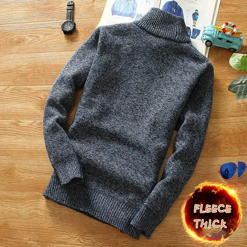 Half-Zipper Men's Fleece Sweater Turtleneck Warm Pullover