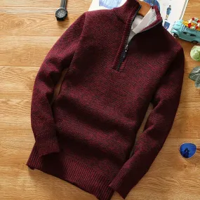Half-Zipper Men's Fleece Sweater Turtleneck Warm Pullover