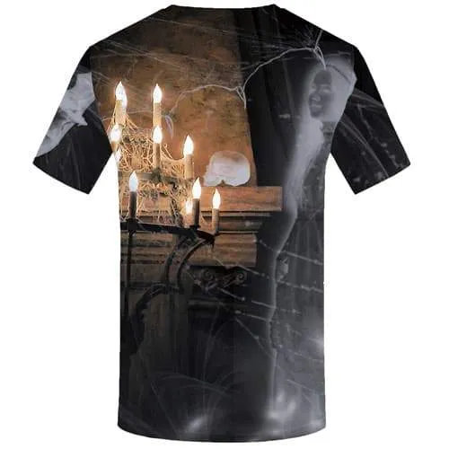Halloween T-shirt Men Witch T-shirts Graphic Skull Tshirts Cool Flame Tshirt Printed Short Sleeve Hip hop Men women Tee Top