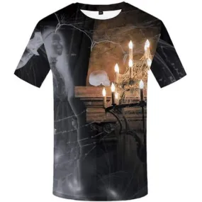 Halloween T-shirt Men Witch T-shirts Graphic Skull Tshirts Cool Flame Tshirt Printed Short Sleeve Hip hop Men women Tee Top