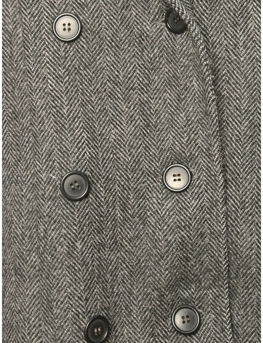 Herringbone Wool Coat - M
