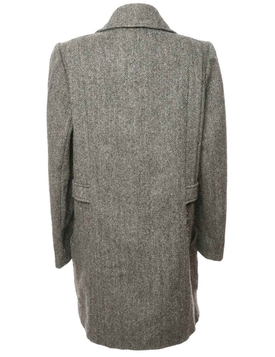 Herringbone Wool Coat - M