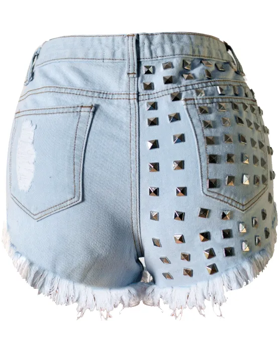 High Waist Ripped Denim Denim Shorts