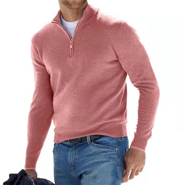 Hugo Troyer | V-Ausschnitt Pullover mit Reißverschluss für Männer