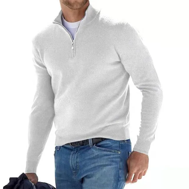 Hugo Troyer | V-Ausschnitt Pullover mit Reißverschluss für Männer