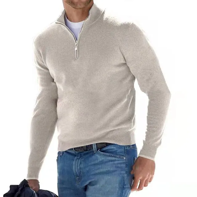 Hugo Troyer | V-Ausschnitt Pullover mit Reißverschluss für Männer