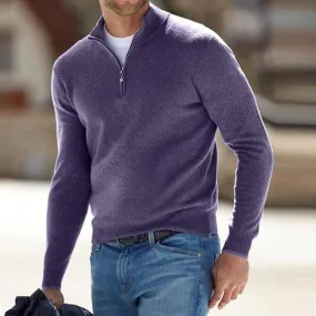 Hugo Troyer | V-Ausschnitt Pullover mit Reißverschluss für Männer