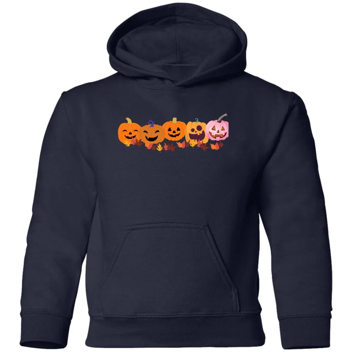 Jack 0 Lanterns in a Row -- Youth Pullover Hoodie