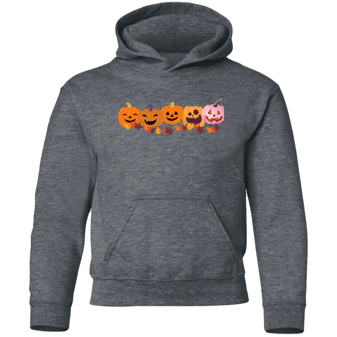 Jack 0 Lanterns in a Row -- Youth Pullover Hoodie