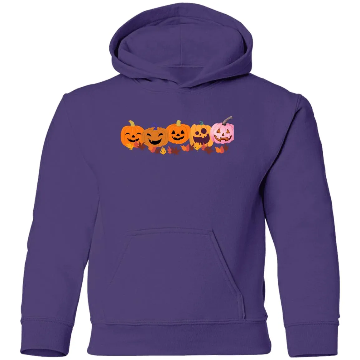 Jack 0 Lanterns in a Row -- Youth Pullover Hoodie
