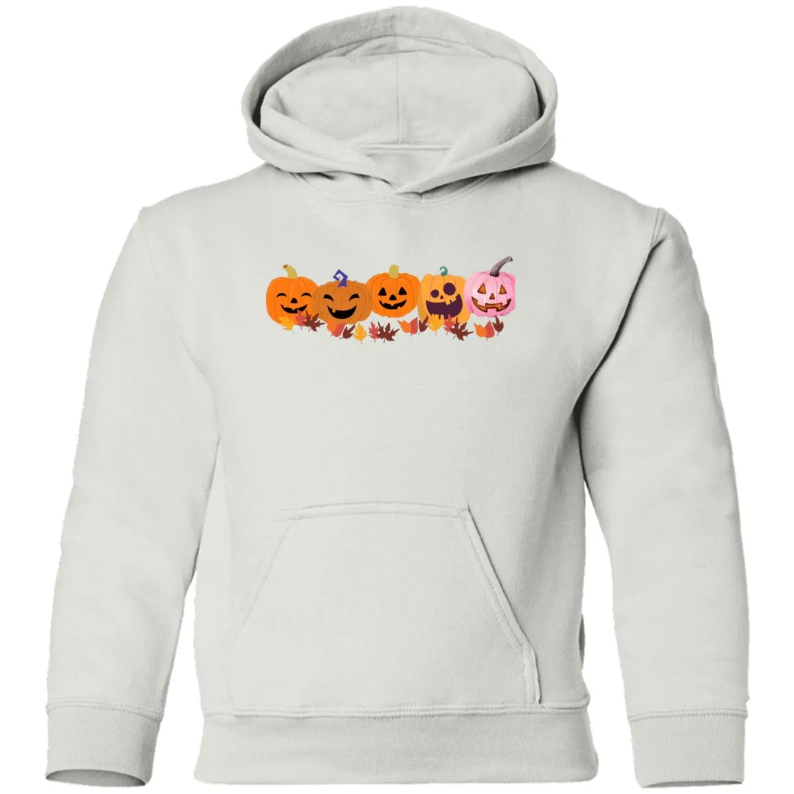 Jack 0 Lanterns in a Row -- Youth Pullover Hoodie