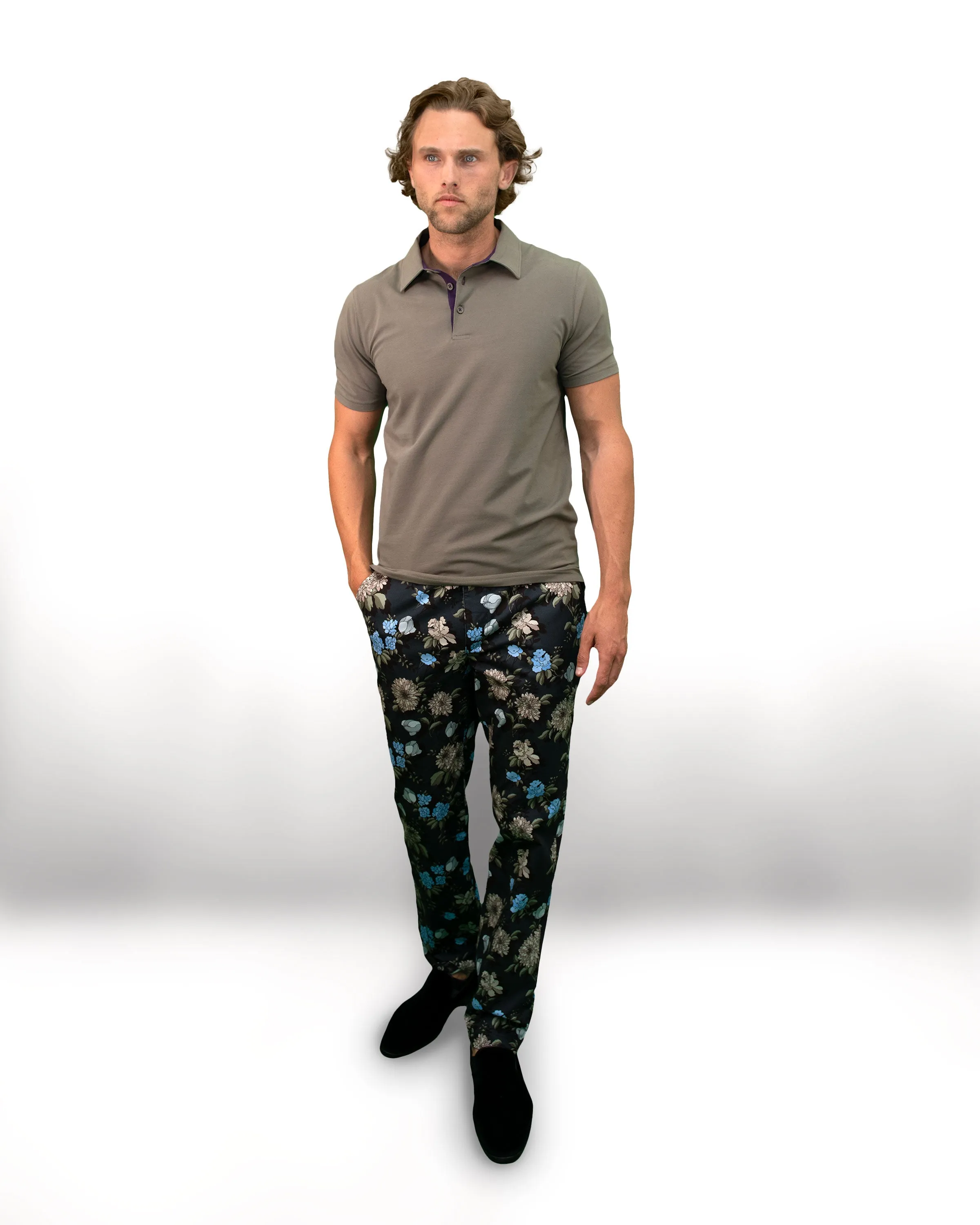 JACK AUGUSTUS FLORAL PANT - BLACK