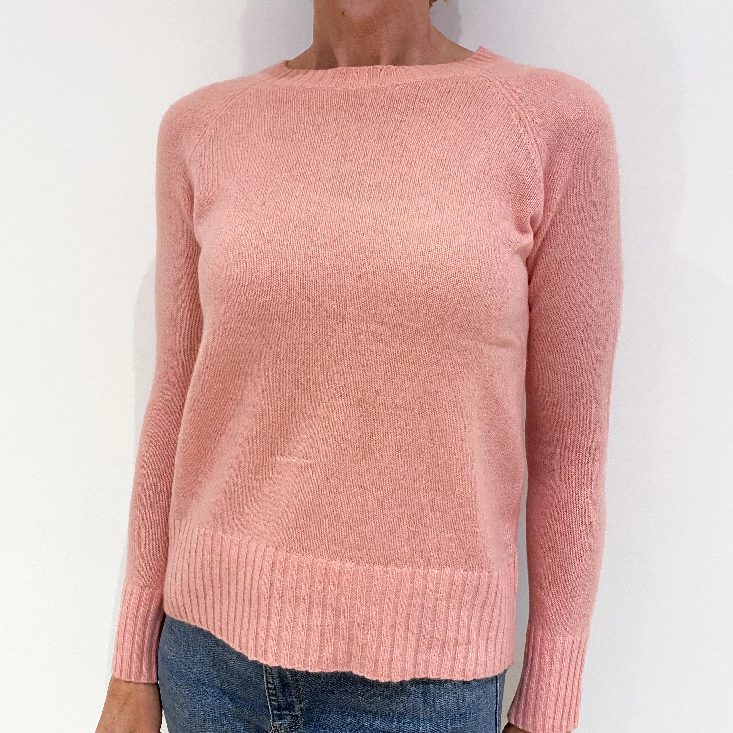 Jigsaw Candy Pink Cashmere Crew Neck Jumper Small