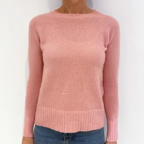 Jigsaw Candy Pink Cashmere Crew Neck Jumper Small