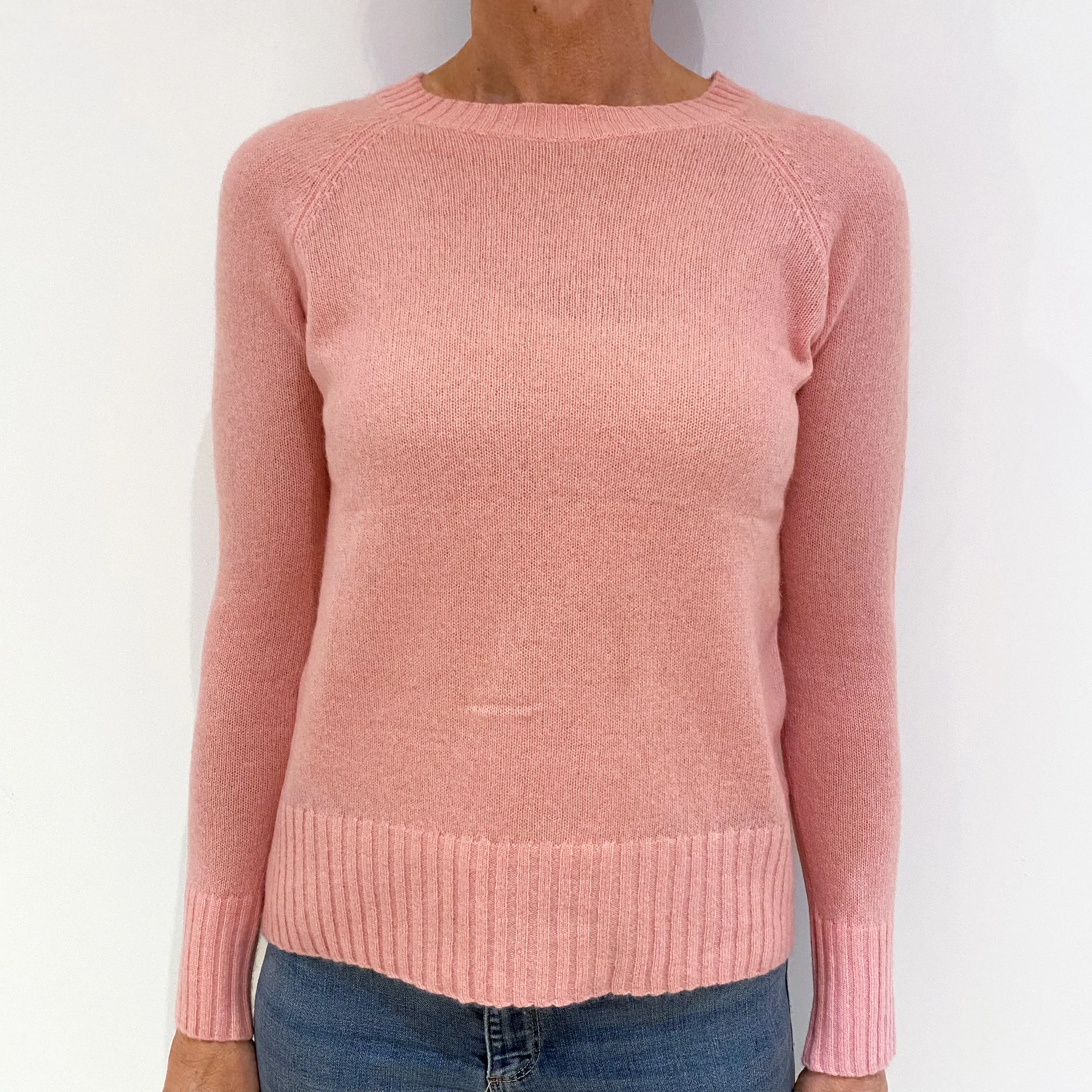 Jigsaw Candy Pink Cashmere Crew Neck Jumper Small