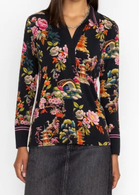 Johnny Was Janie Favorite Split Front Collared Henley Soundbath