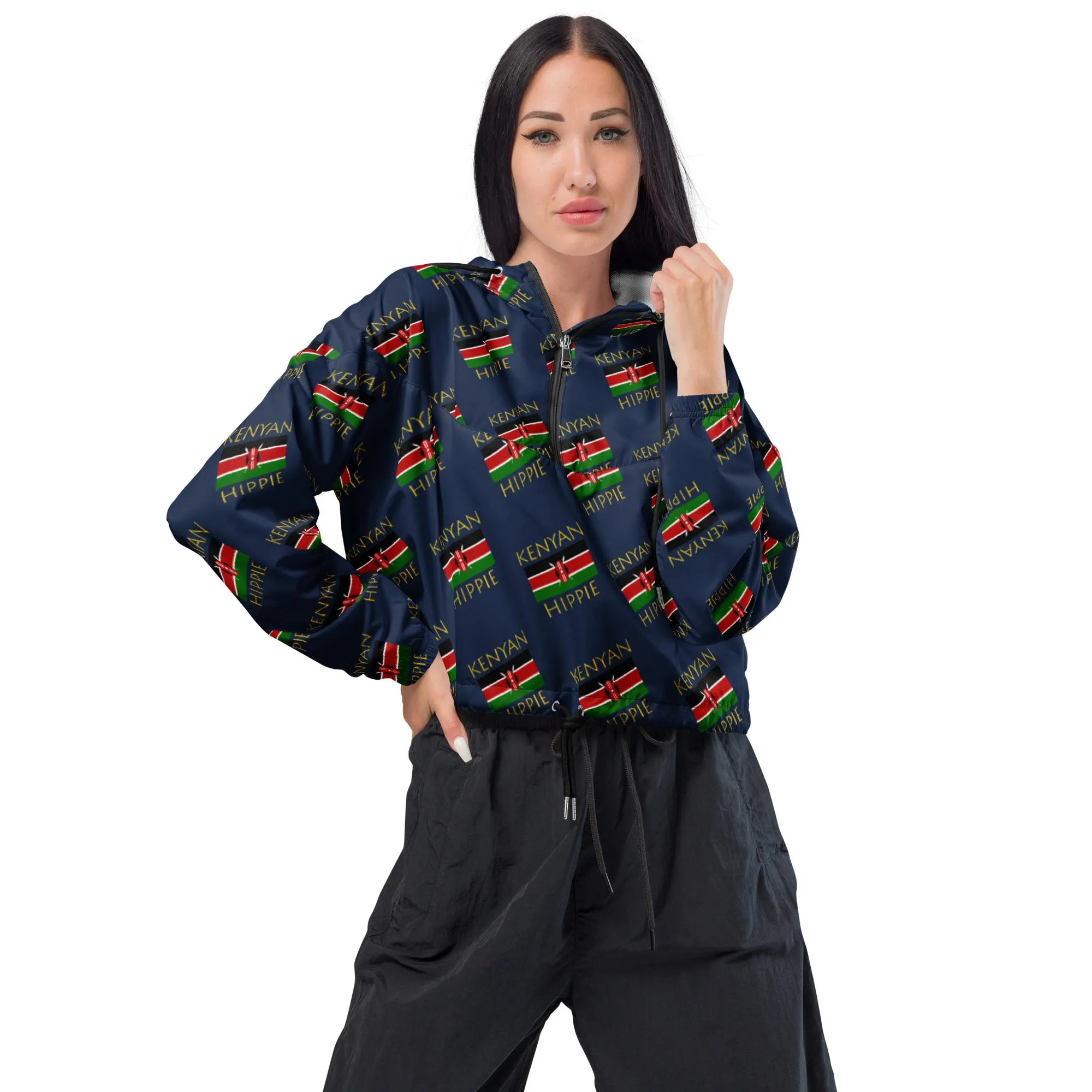 Kenyan Flag Hippie™ Women’s Stylish cropped windbreaker