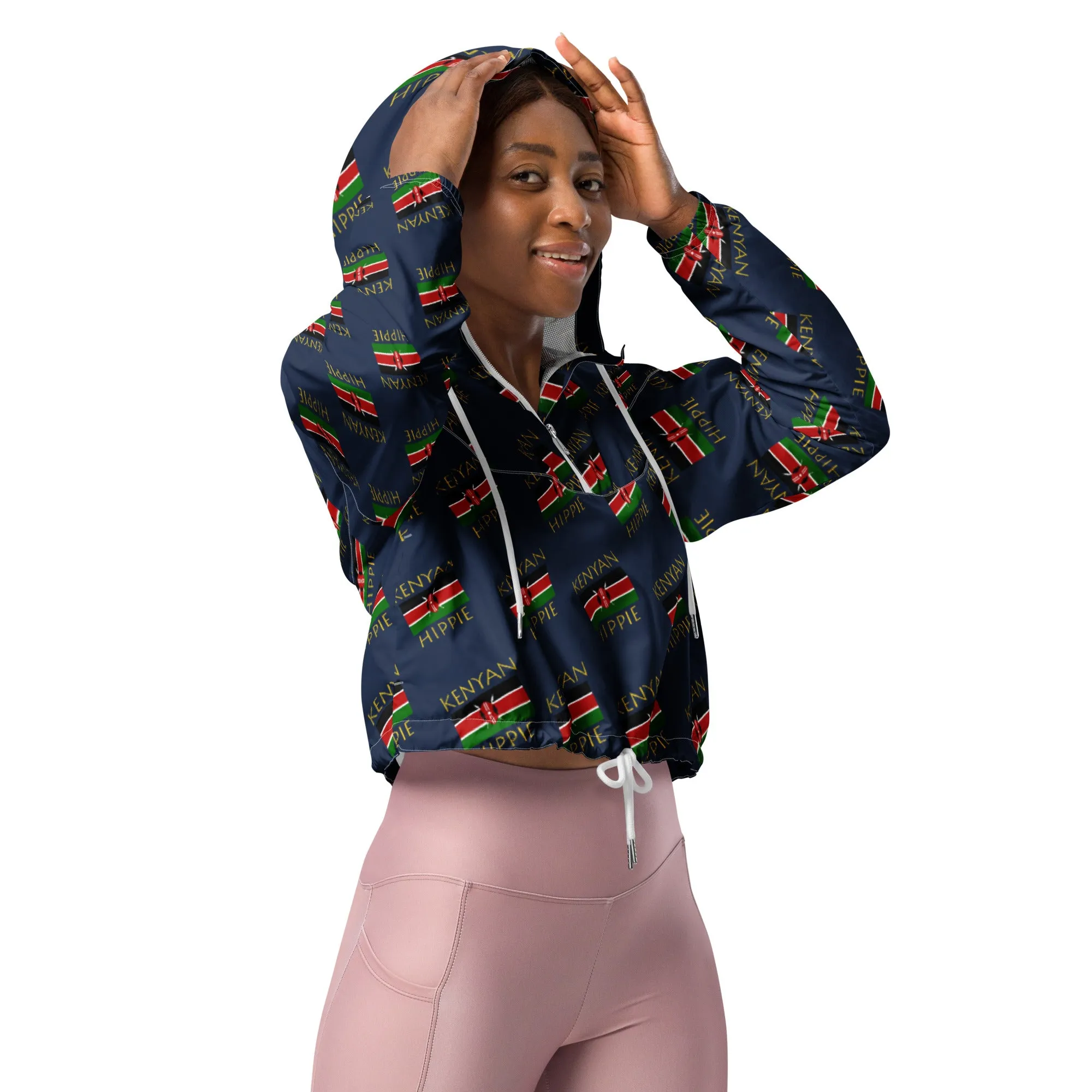 Kenyan Flag Hippie™ Women’s Stylish cropped windbreaker