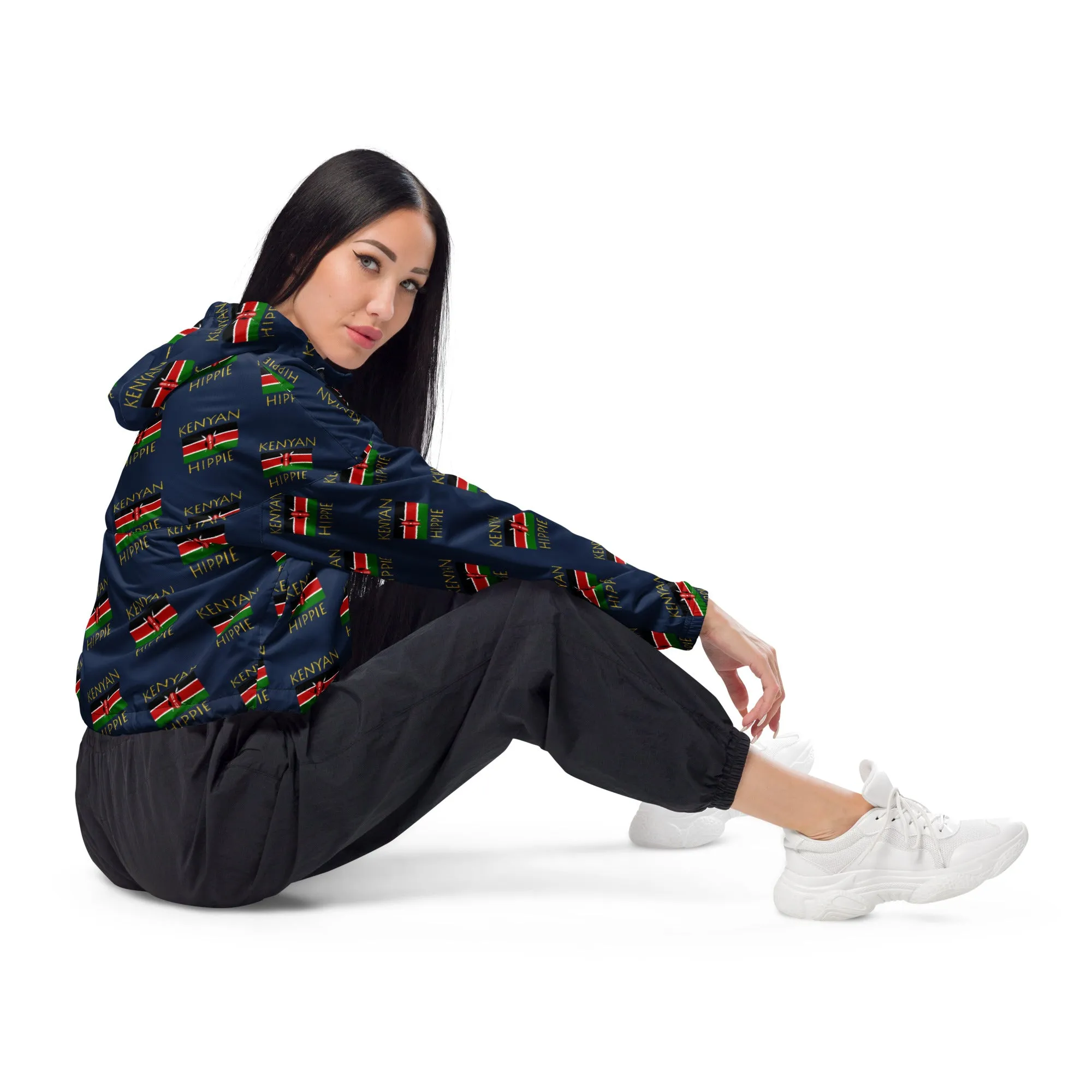 Kenyan Flag Hippie™ Women’s Stylish cropped windbreaker