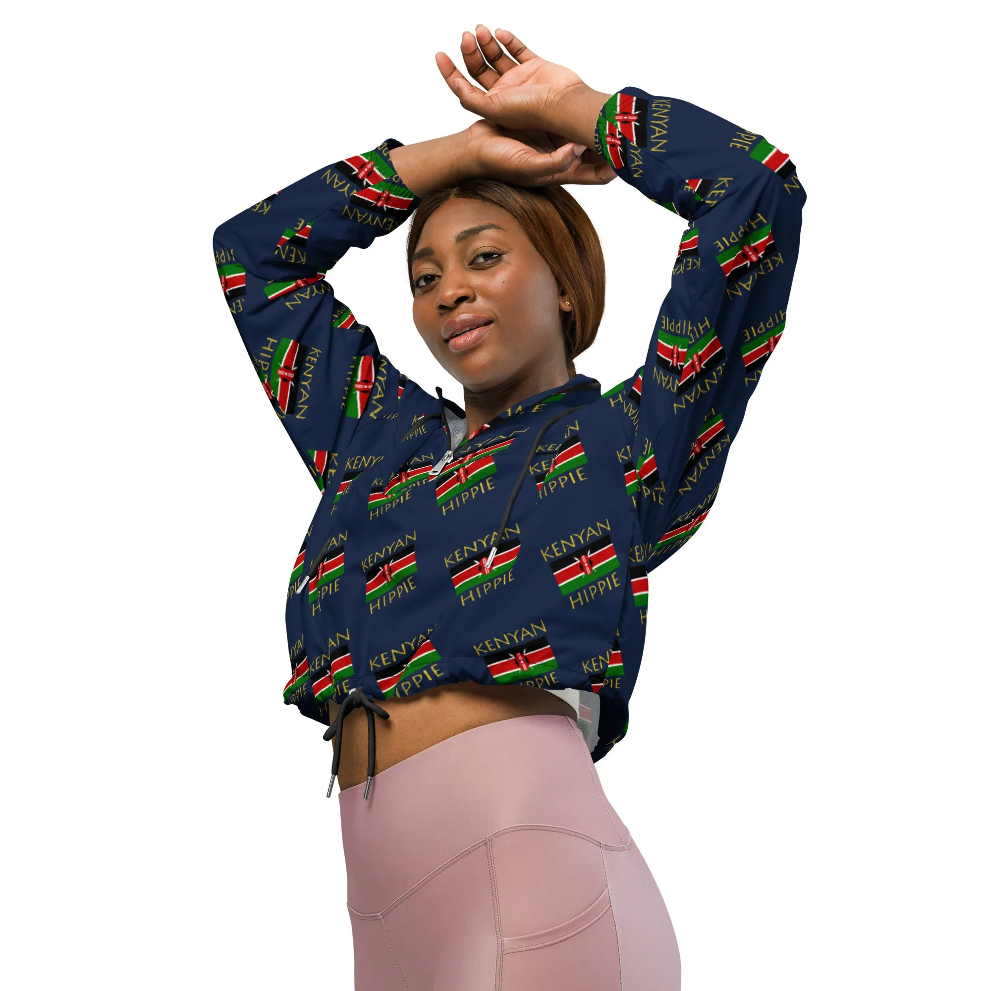 Kenyan Flag Hippie™ Women’s Stylish cropped windbreaker