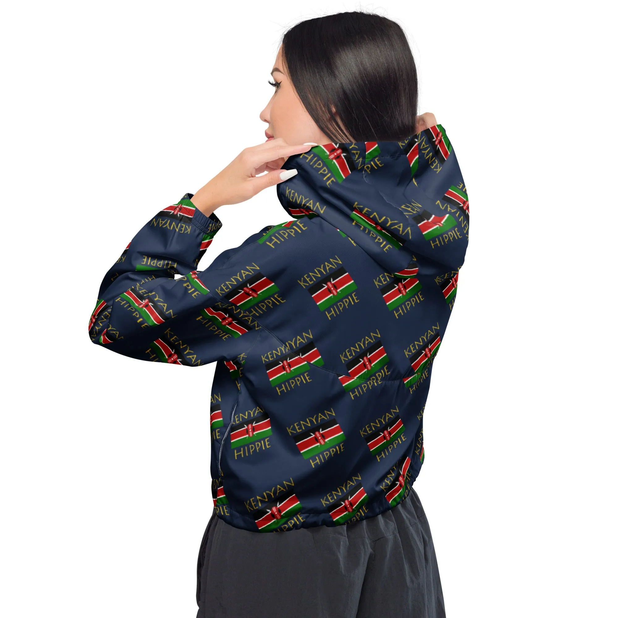 Kenyan Flag Hippie™ Women’s Stylish cropped windbreaker