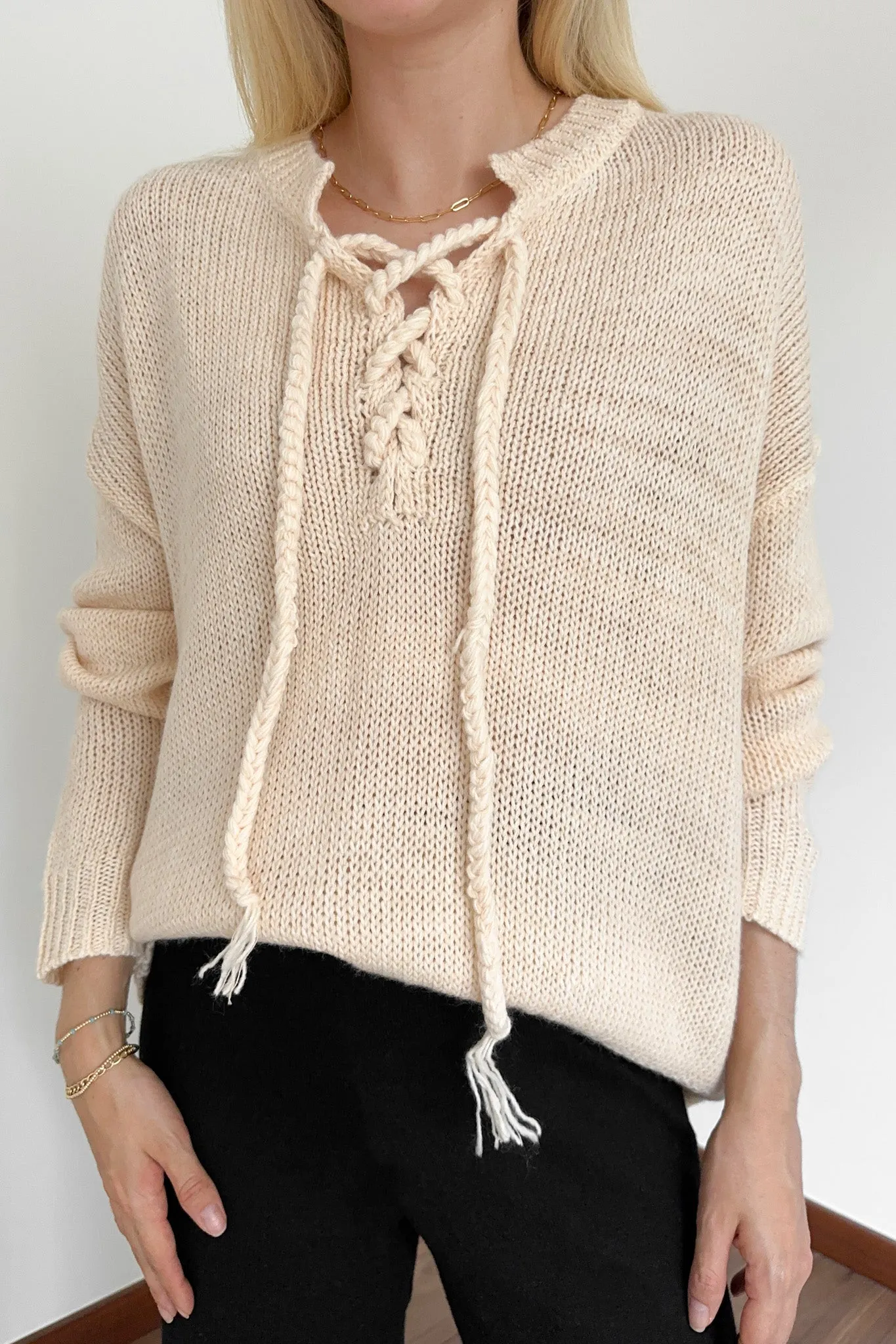 Khloe Lace Up Front Sweater Top
