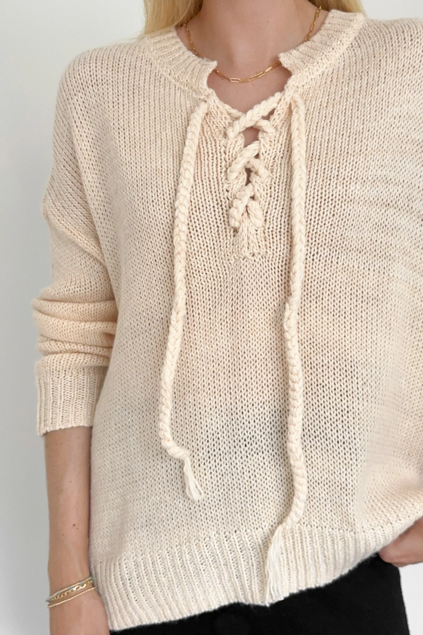 Khloe Lace Up Front Sweater Top