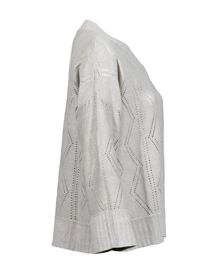 Kinross Cashmere Openwork Vee Neck Pullover