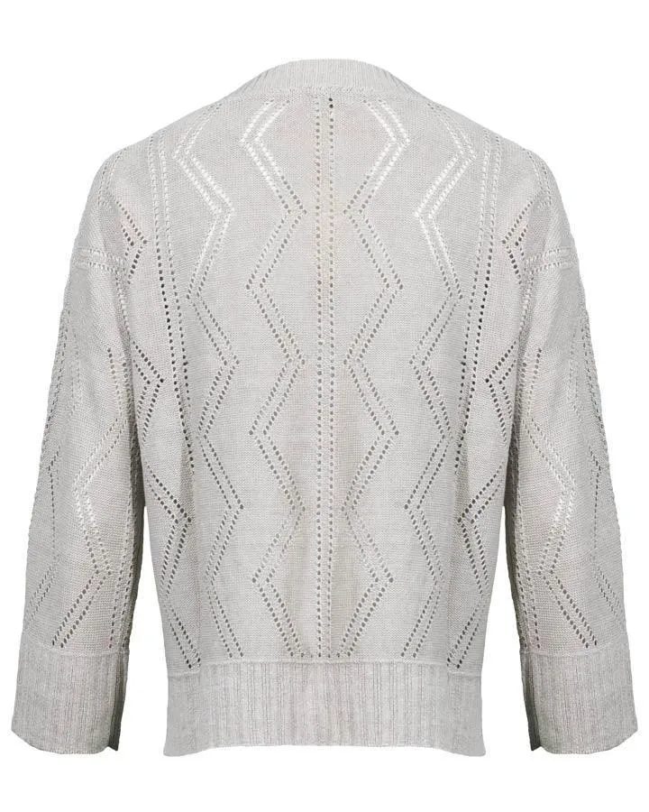 Kinross Cashmere Openwork Vee Neck Pullover
