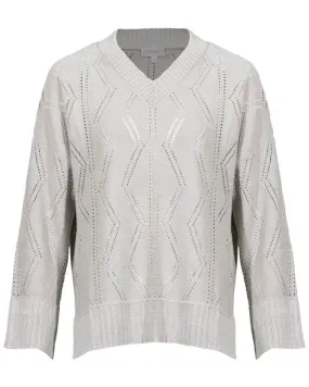Kinross Cashmere Openwork Vee Neck Pullover