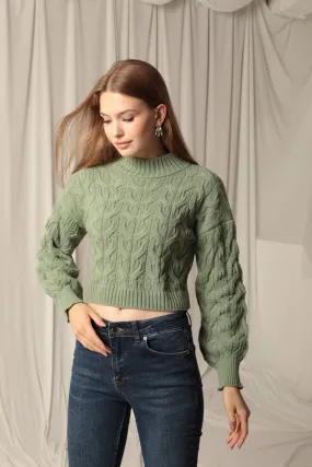 KKT Knitwear Fabric Knit Detailed Women's Mint Sweater - Rocklin