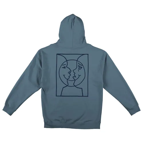 KROOKED Moonsmile Raw Pullover Hoodie Slate Blue/Navy Prints