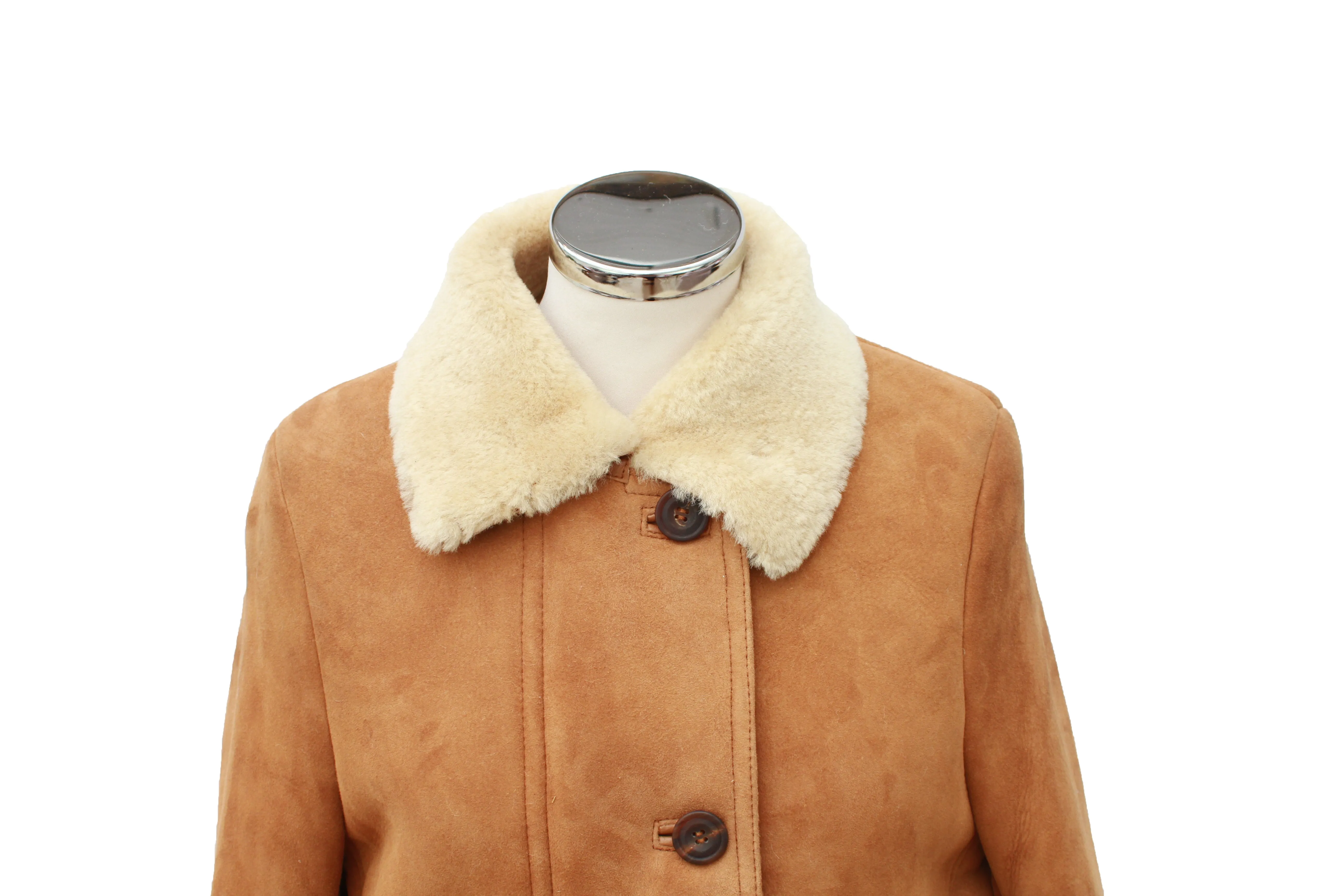 Ladies Jenny Suede Sheepskin Coat - Tan