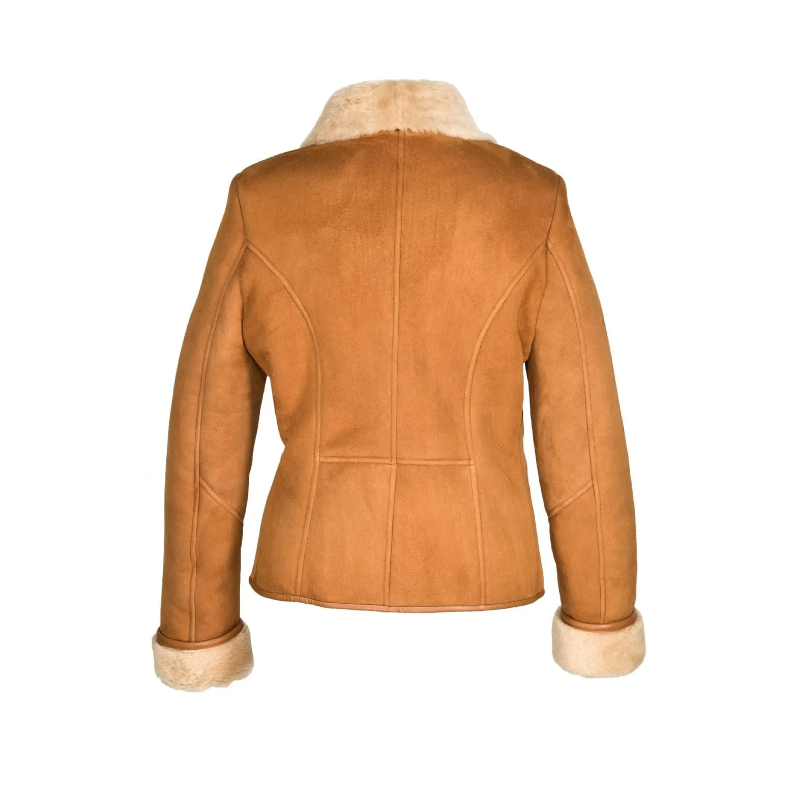 Ladies Jenny Suede Sheepskin Coat - Tan